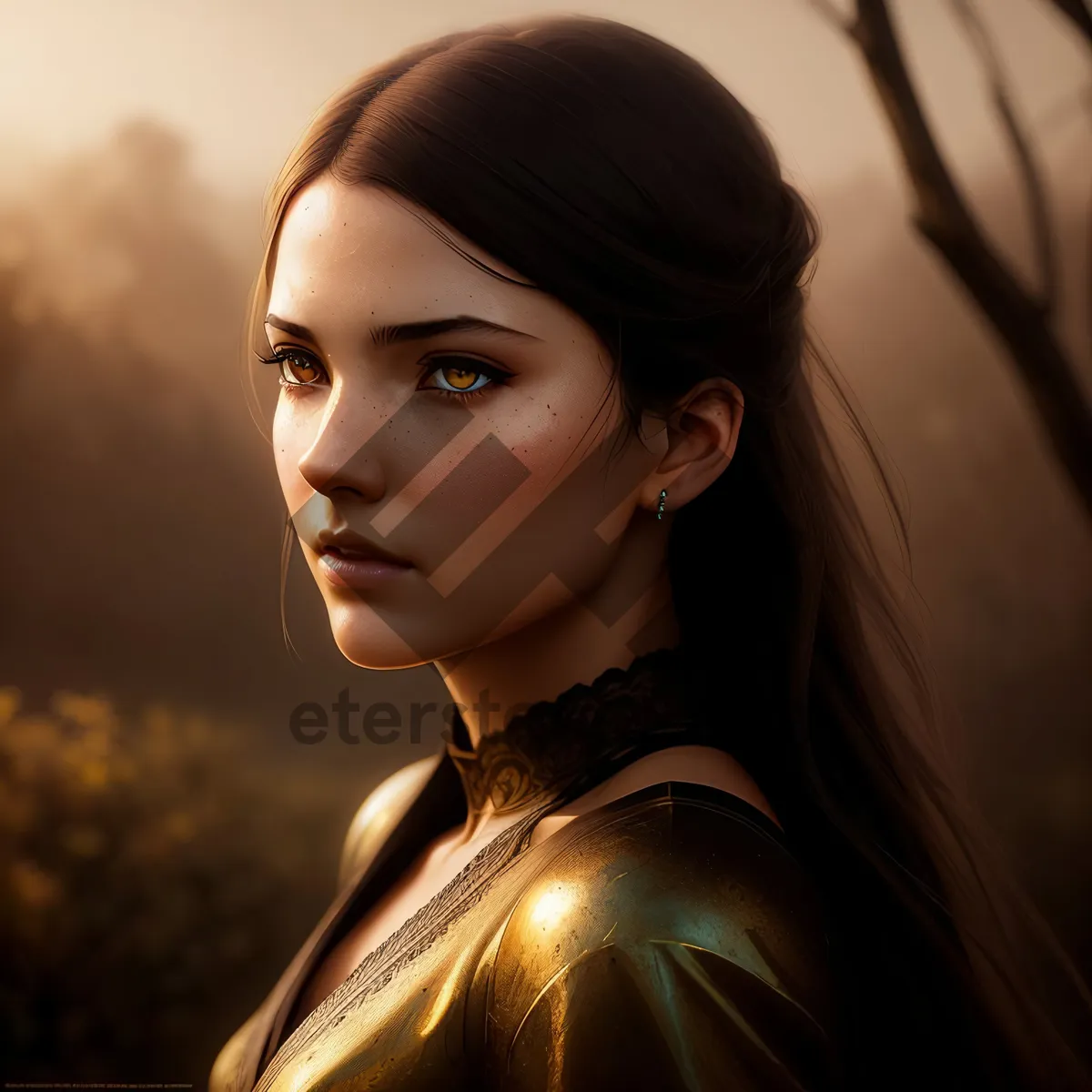 Picture of Stunning brunette lady posing for fashion shoot.