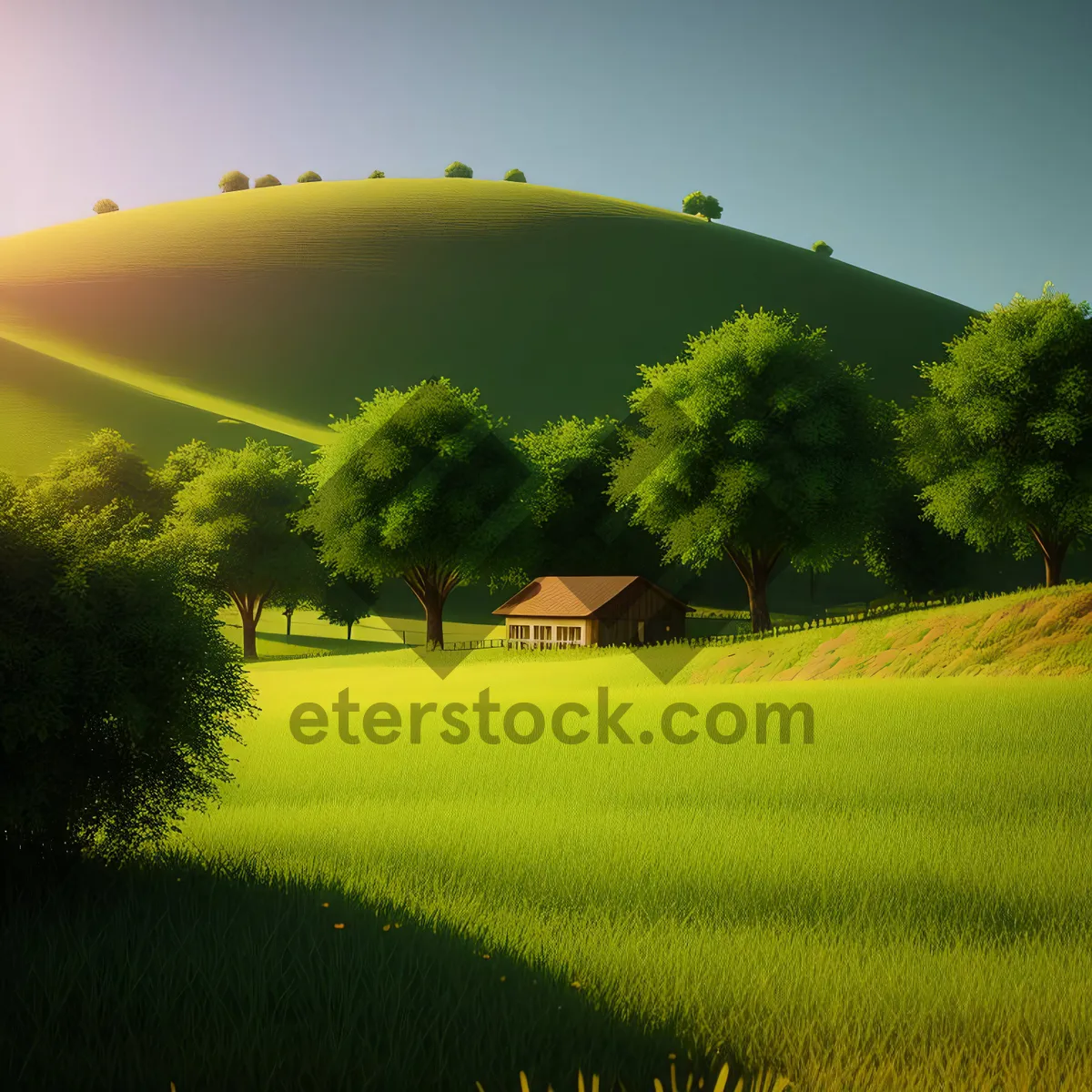 Picture of Golden Rapeseed Field Under Sunny Sky