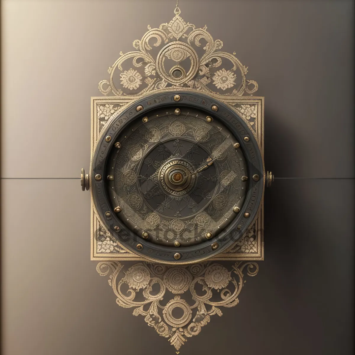 Picture of Musical Gong Clock - Intricate Round Shield Design