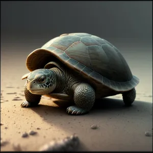Sluggish Shell: A Cute Terrapin Turtle Protecting Itself