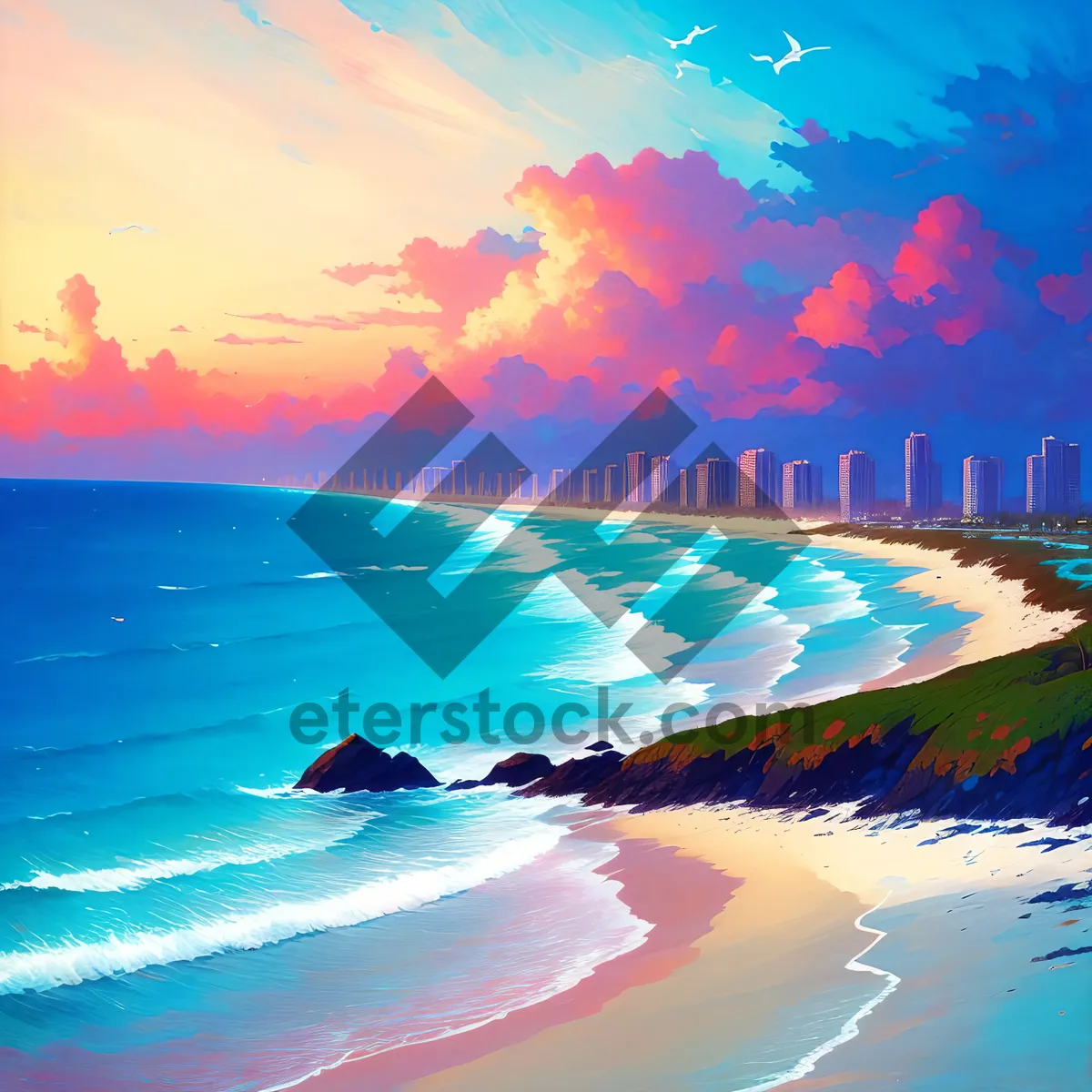 Picture of Sunset Reflection on Beach