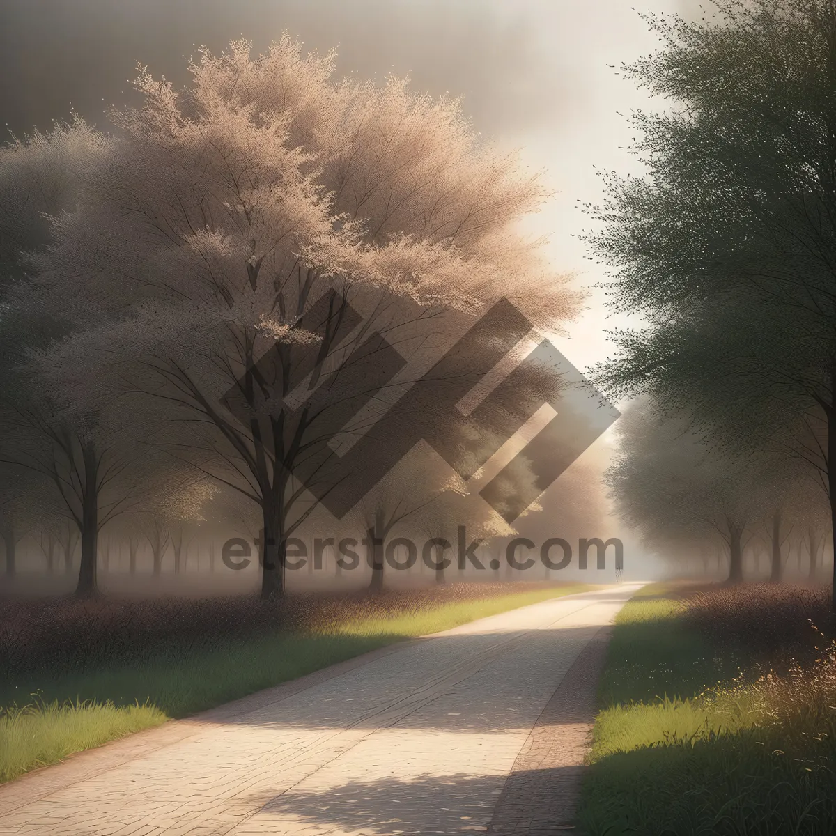 Picture of Scenic Country Road Under Blue Sky