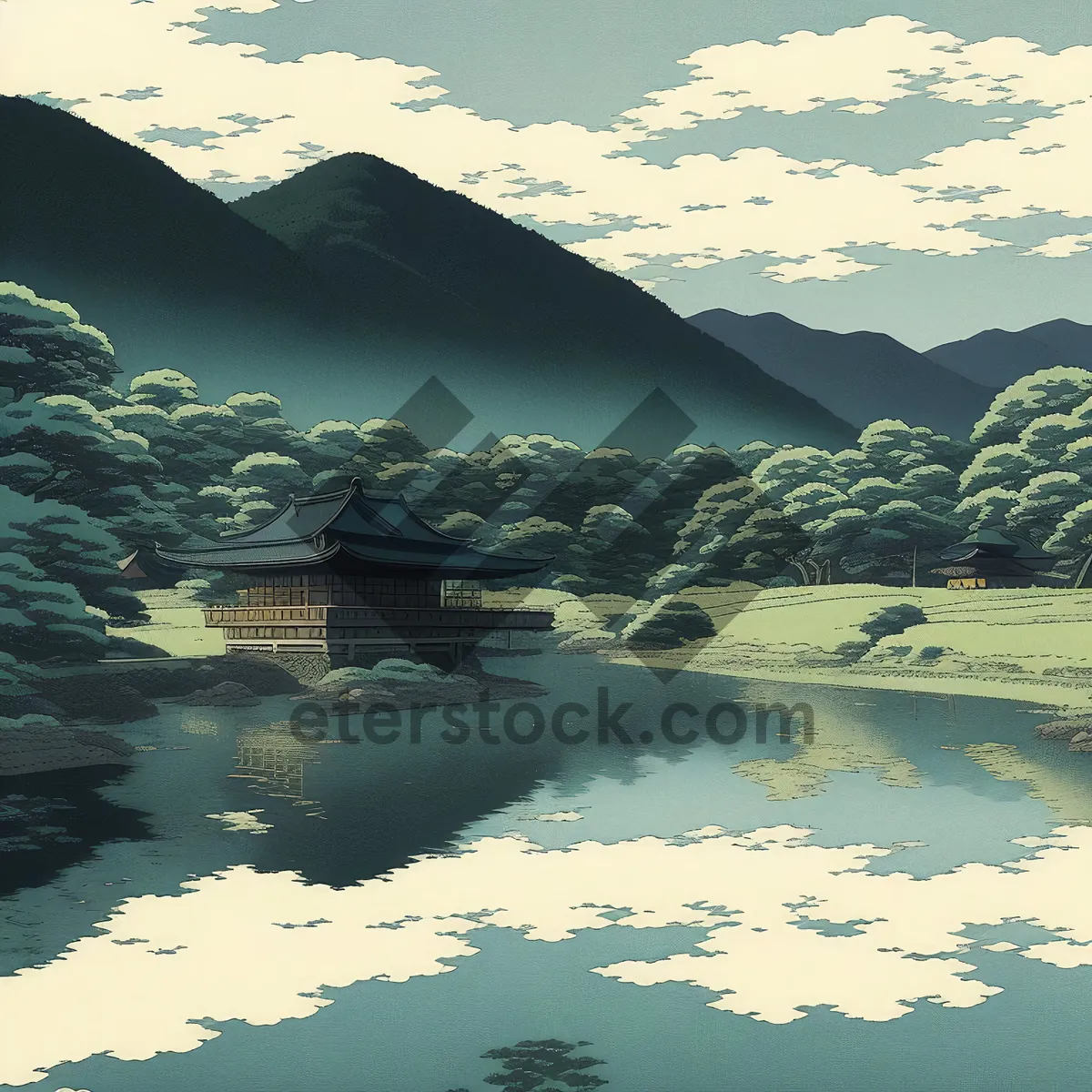 Picture of Mountain landscape overlooking crystal clear sea