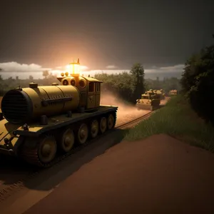 Cannon-equipped Heavy Tank on the Road