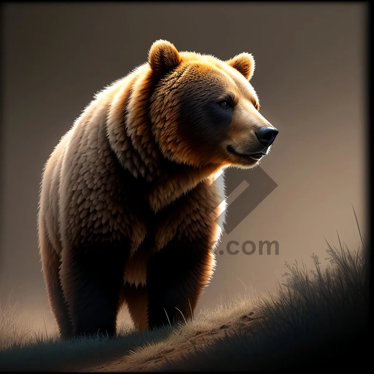 Picture of Cute Brown Bear in Wildlife Habitat