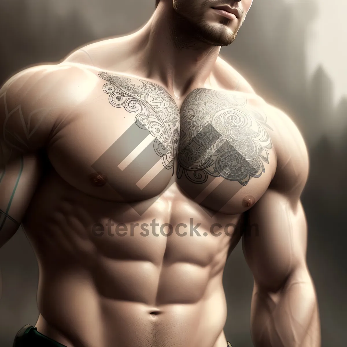 Picture of Seductive Bodybuilder in Erotic Studio Portrait