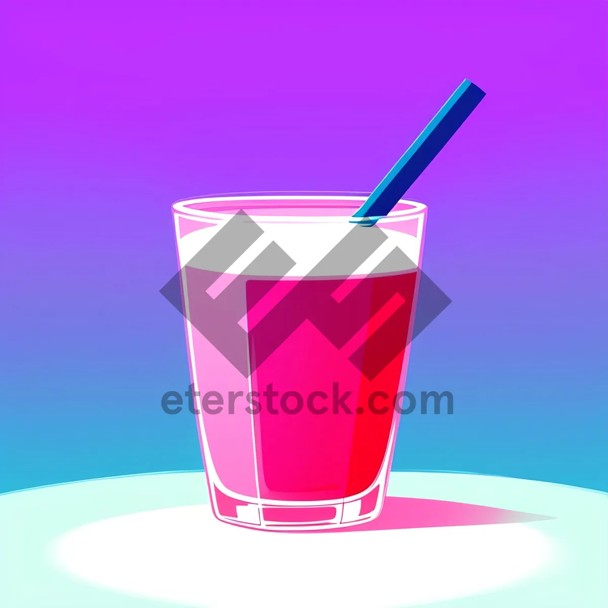 Picture of Refreshing Juice in Glass with Ice Cubes