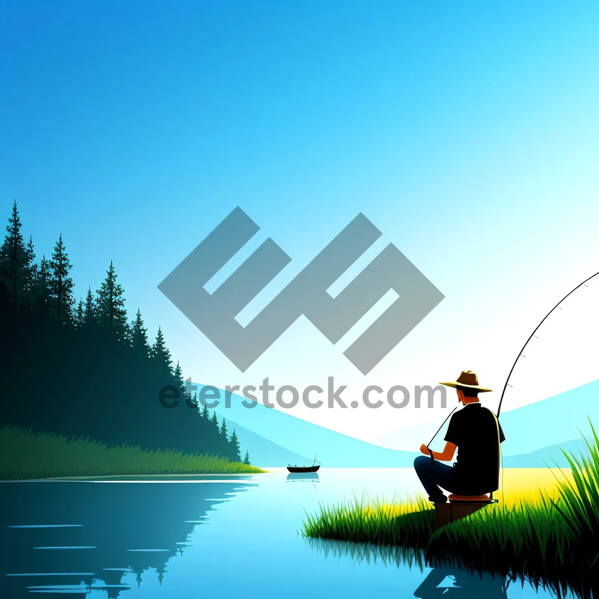 Picture of Serene Summer Landscape by the Lake