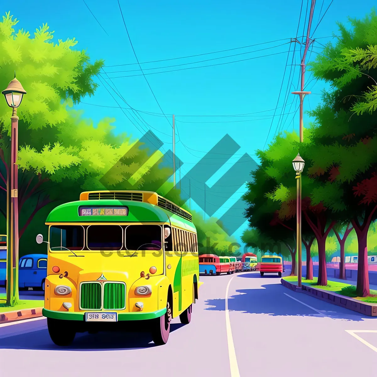 Picture of City Trolleybus on Urban Road