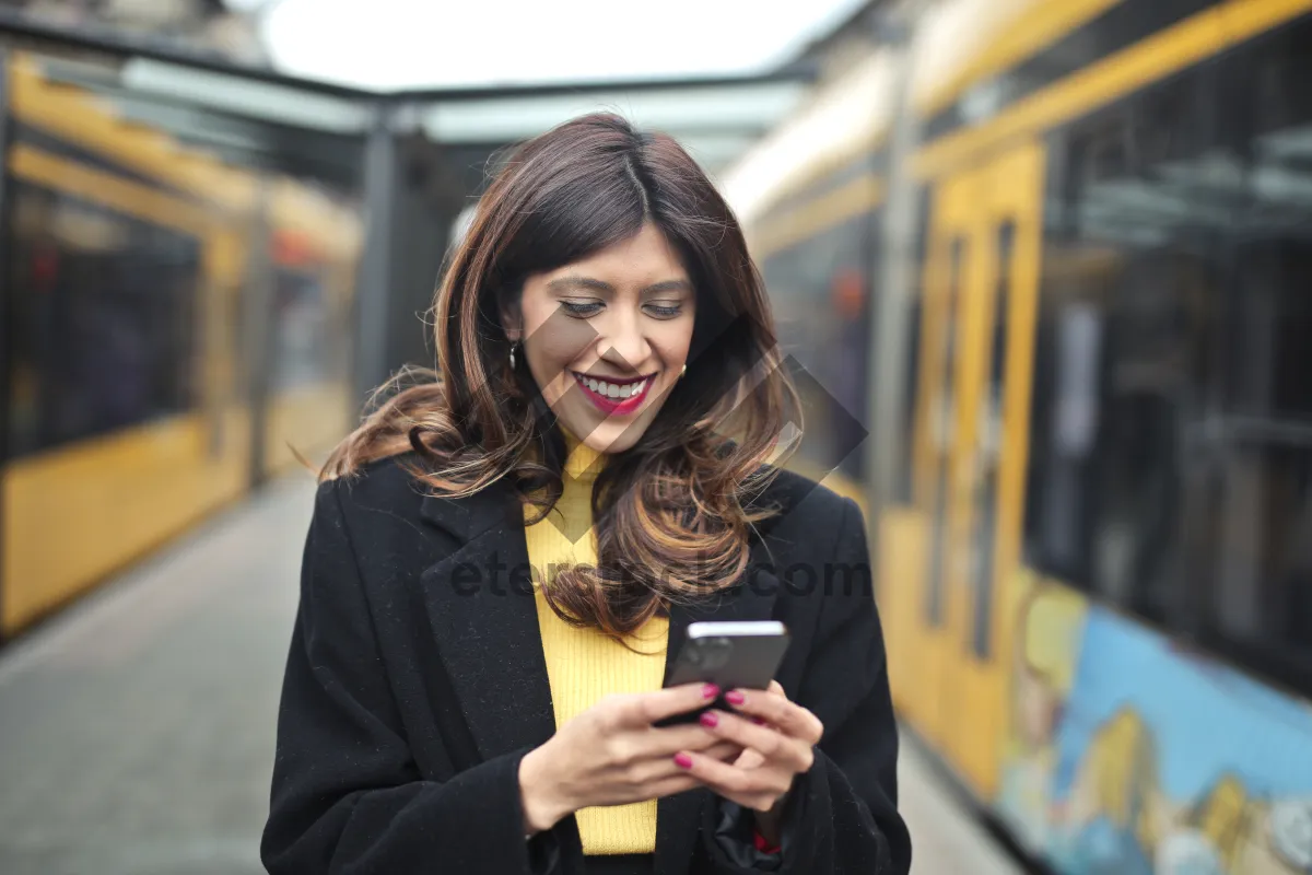 Picture of Confident businesswoman with smartphone in office setting