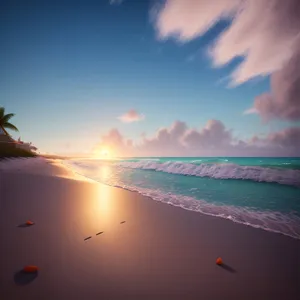 Serenity at Sunset: Beachscape with Radiant Sky