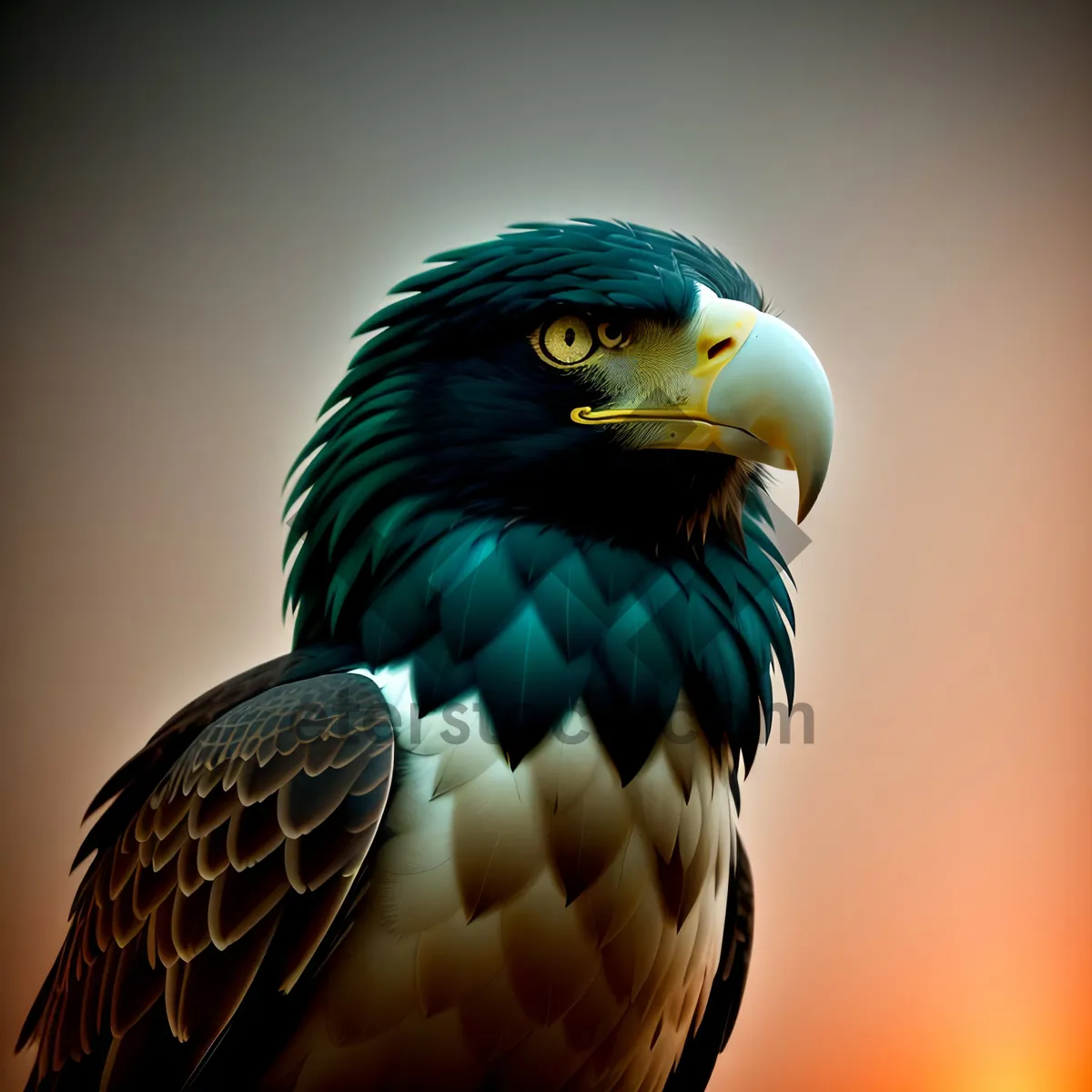 Picture of Wild Hawk with Yellow Eyes, Majestic Feathers