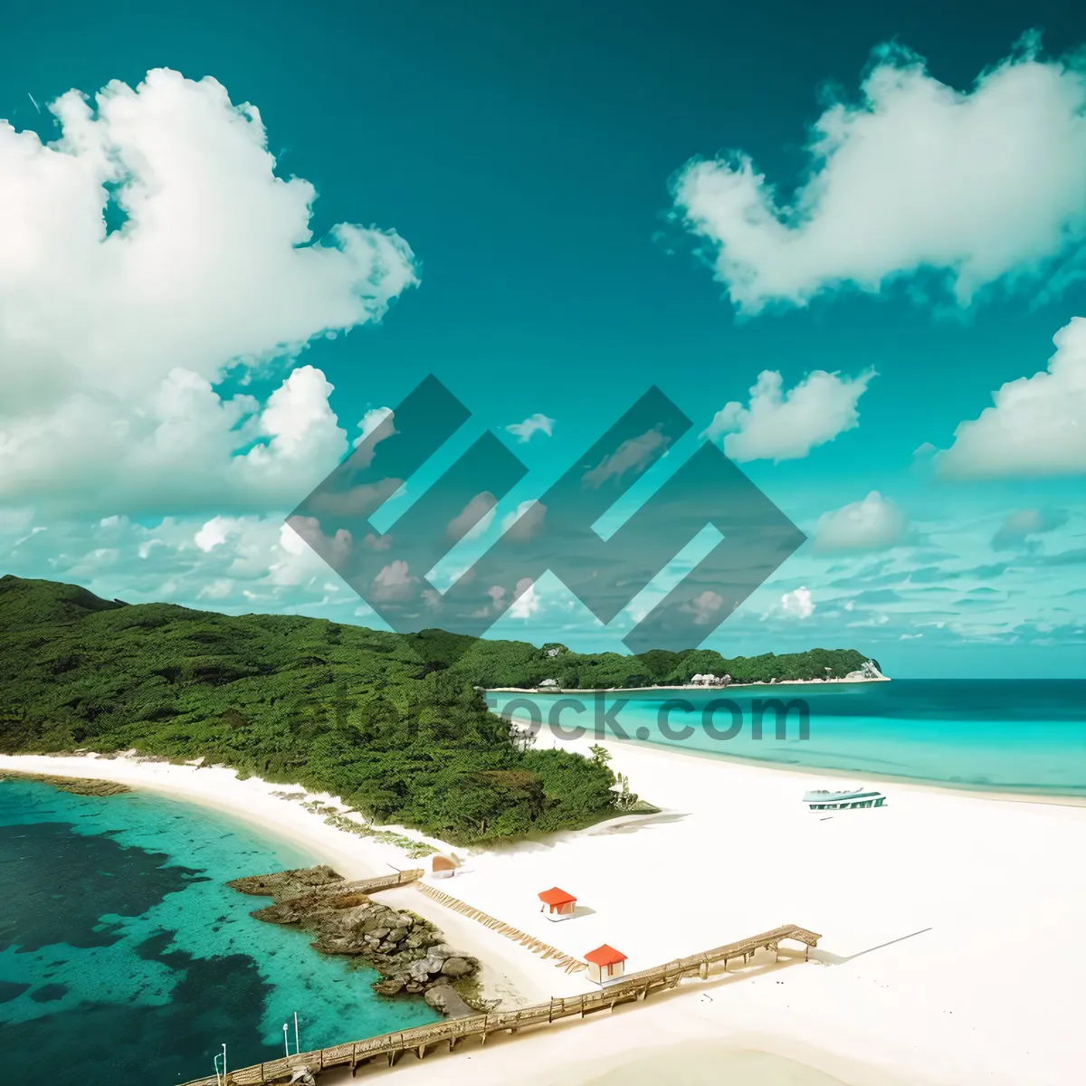 Picture of Tropical paradise beach with calm turquoise waves