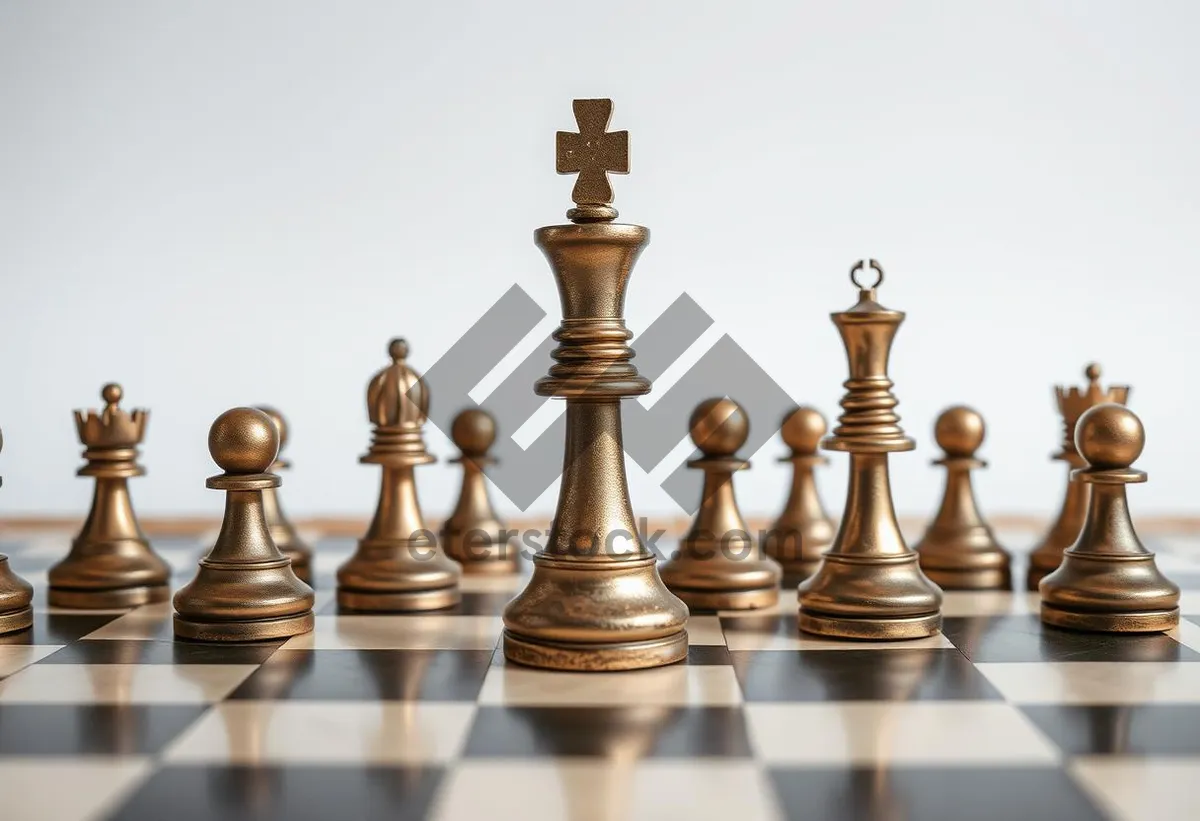 Picture of Strategic black chessboard with powerful game pieces