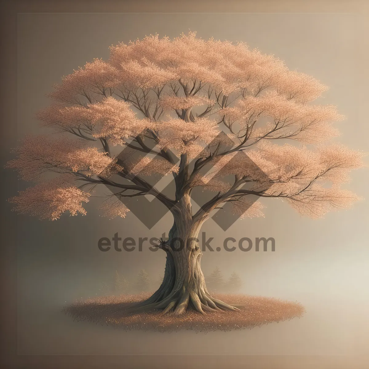 Picture of Miniature Oak Bonsai Tree in Natural Landscape