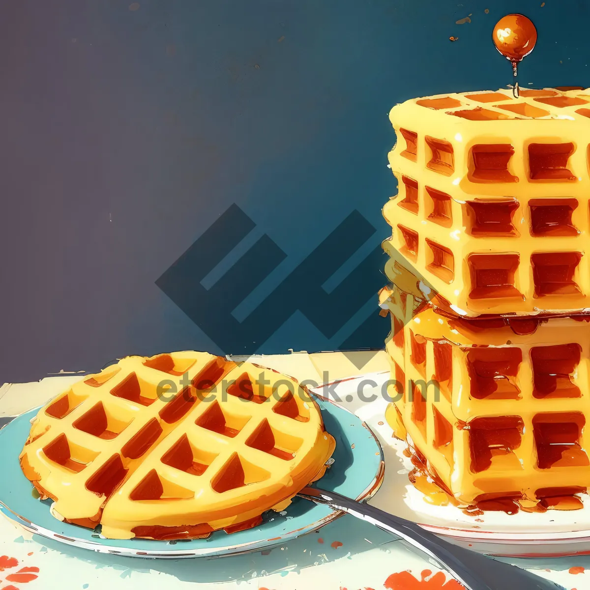 Picture of Delicious Pumpkin Waffle Cake on Plate