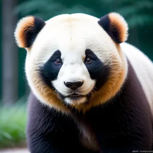 Cute Giant Panda Bear in Wild Zoo Habitat