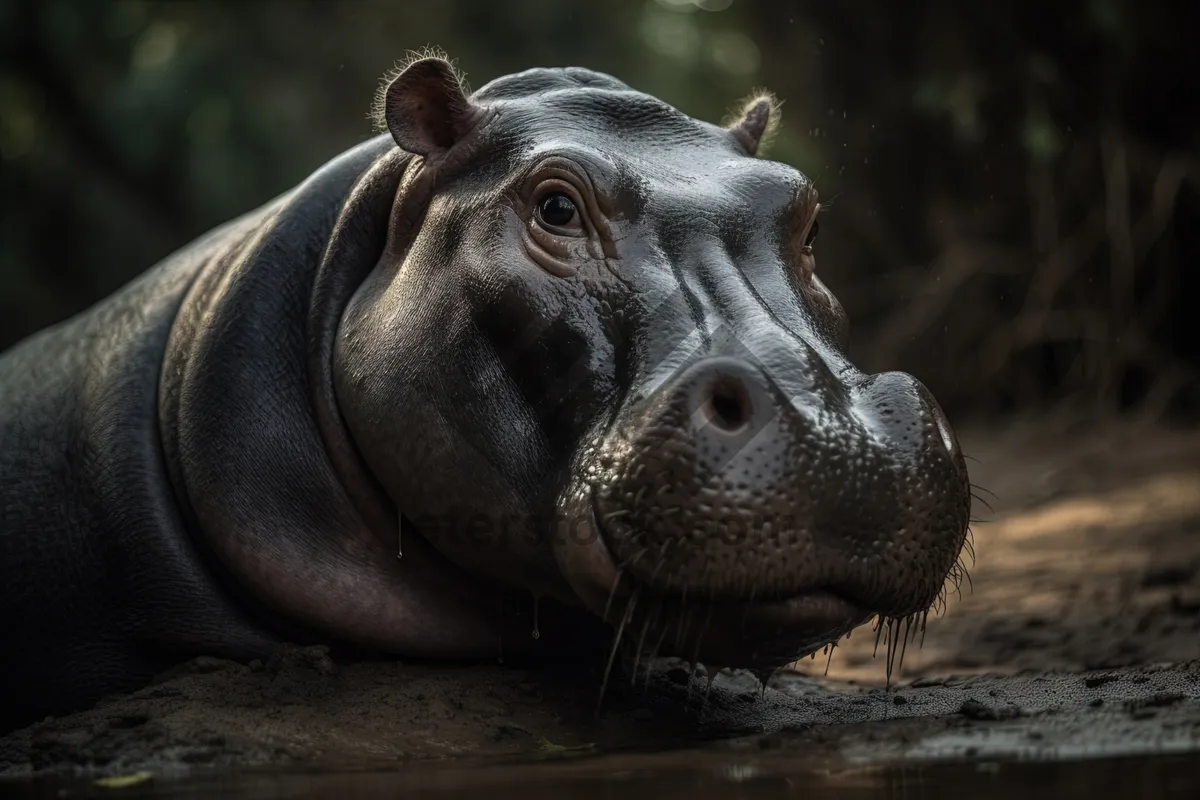 Picture of Wild African Hippopotamus in Safari