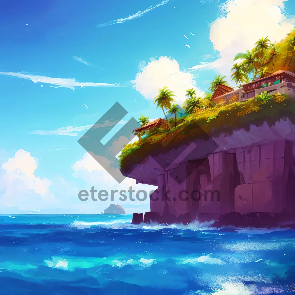 Picture of Tropical Beach Paradise with Scenic Ocean View.