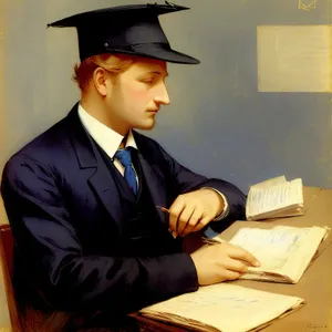 Successful Male Scholar in Professional Attire with Graduation Cap
