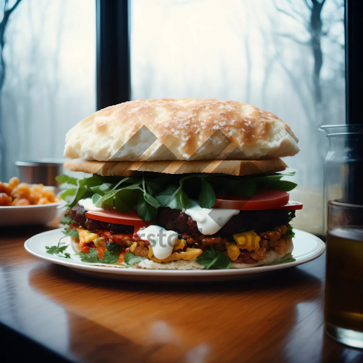 Picture of Grilled Cheeseburger with Fresh Salad and Fries