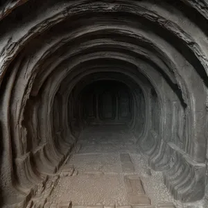 Ancient Stone Corbel Vault in Religious Tunnel