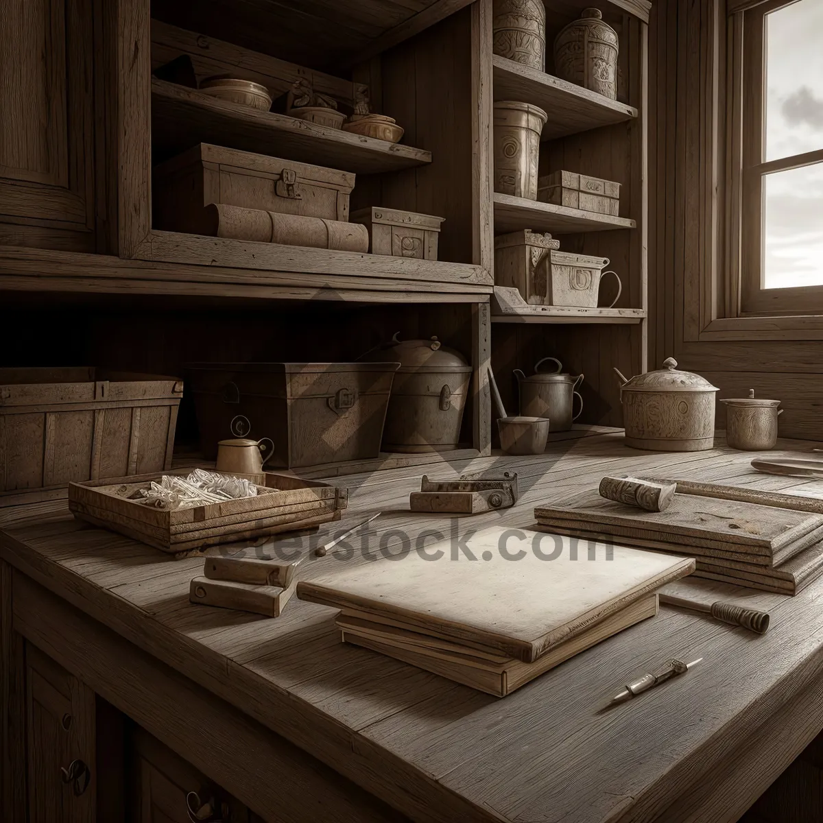 Picture of Modern Kitchen with Wood Cabinet and Elegant Design