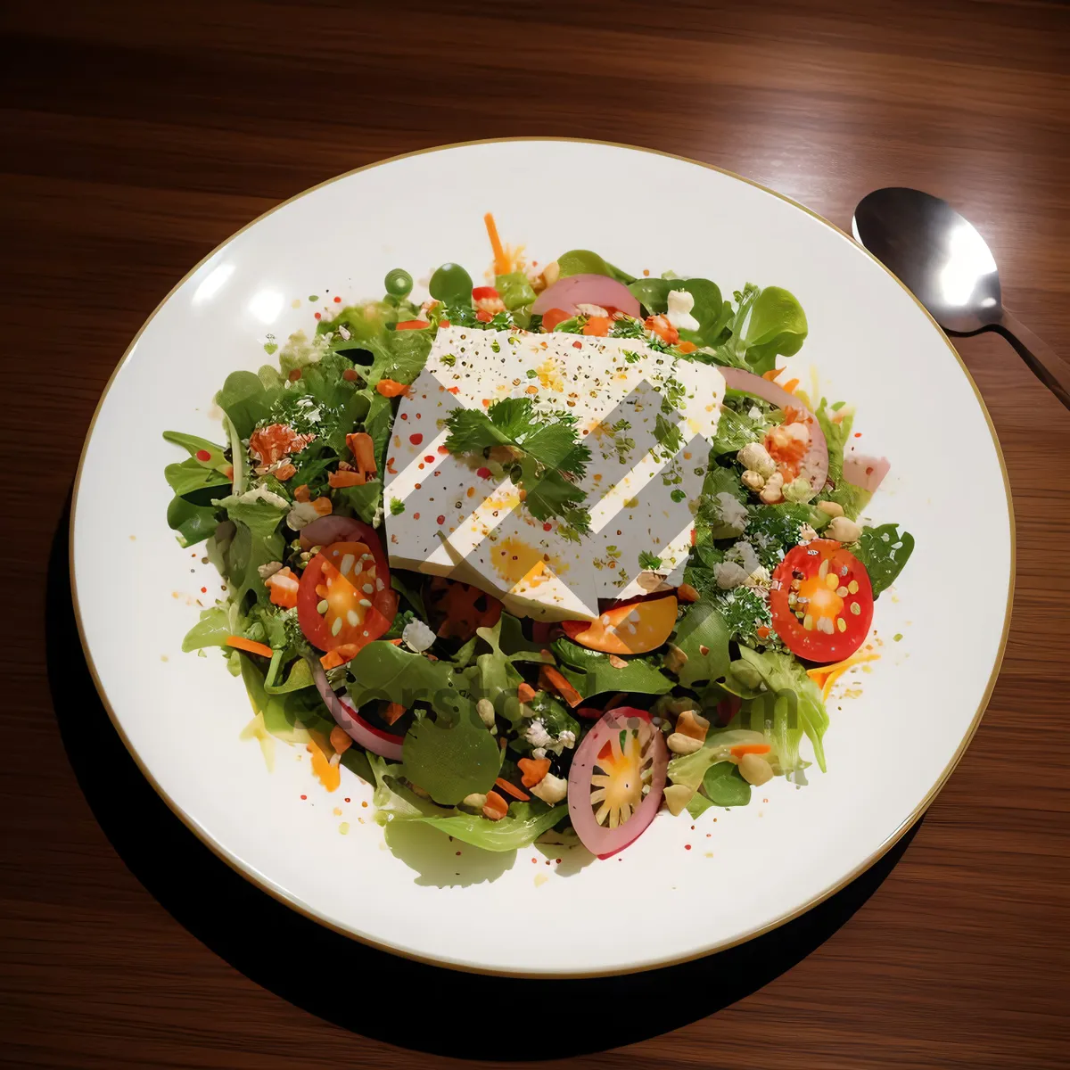 Picture of Fresh Gourmet Salad with Grilled Meat and Onions