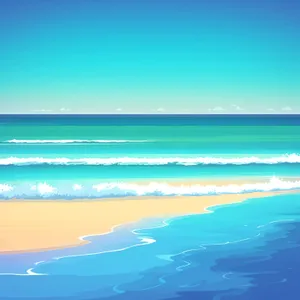 Serene Seascape: Tranquil Beach Paradise with Turquoise Waves and Sunny Skies