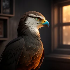 Majestic Predator: Falcon with Piercing Yellow Eyes