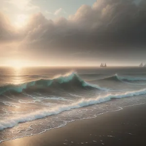 Serene Sunset Over Sandy Beach