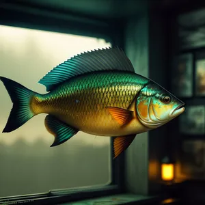 Colorful Goldfish Swimming in Aquarium