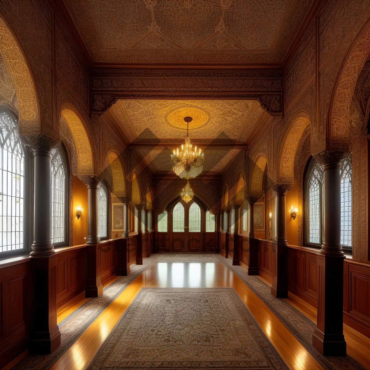 Picture of Ancient Cathedral Hall with Majestic Vaulted Arches