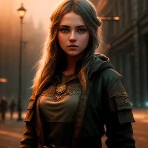 Smiling brunette businesswoman in stylish black leather coat