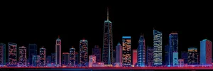 Urban Skyline at Dusk with Modern Skyscrapers