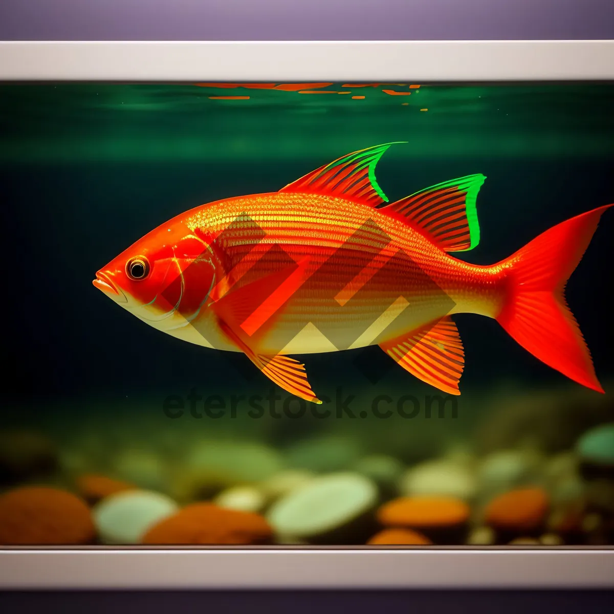 Picture of Vibrant Goldfish Swimming in Aquarium