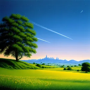 Serene Countryside Meadow under Clear Skies
