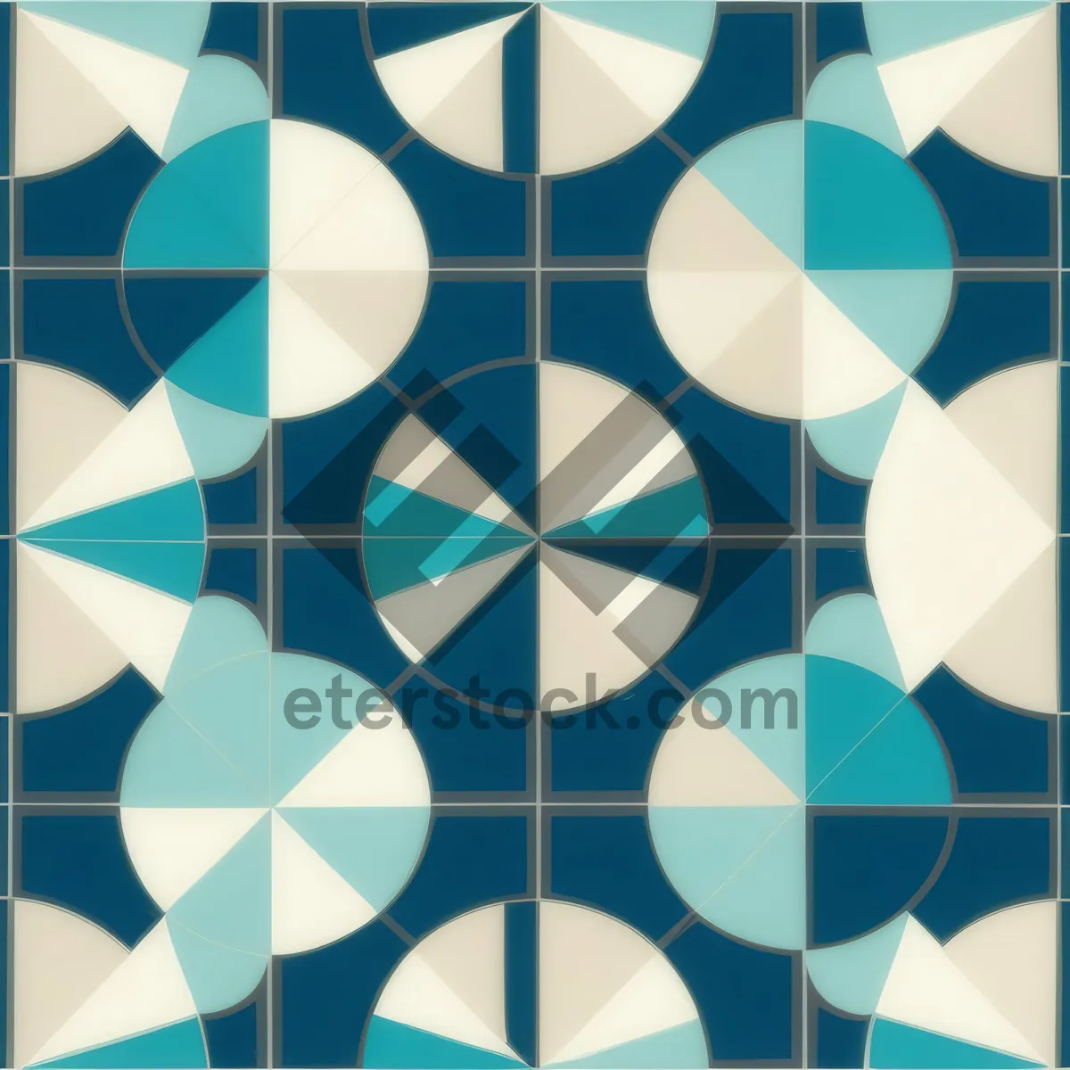 Picture of Colorful geometric mosaic tile design for modern wallpaper-artistic backdrop.