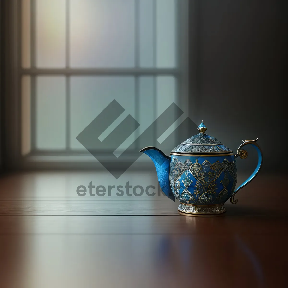 Picture of Traditional Ceramic Teapot Ready for Brewing