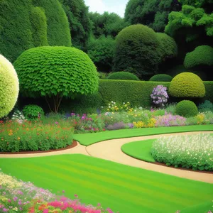 Vibrant Fruit Grove on Lush Green Landscape