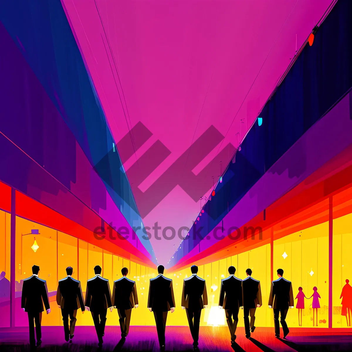 Picture of Vibrant Futuristic Fractal Hallway Art