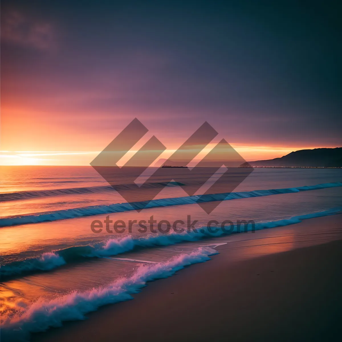 Picture of Ocean Breeze: Sunset Reflection on Sandy Shore