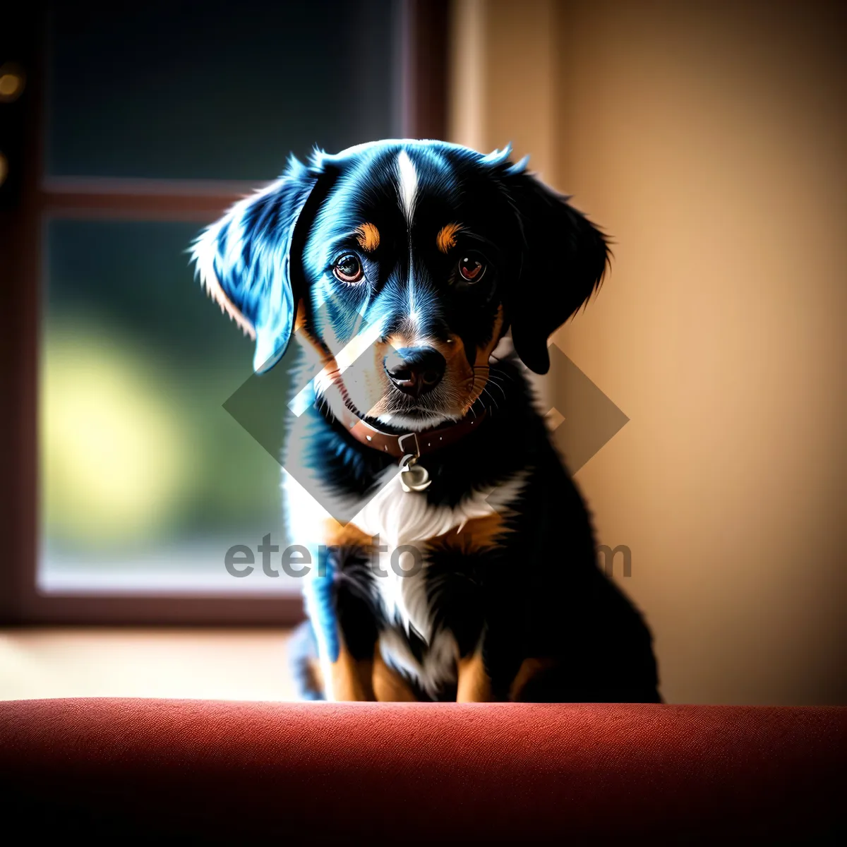 Picture of Adorable Canine Companion Sitting - Purebred Black Brown Doggy Portrait