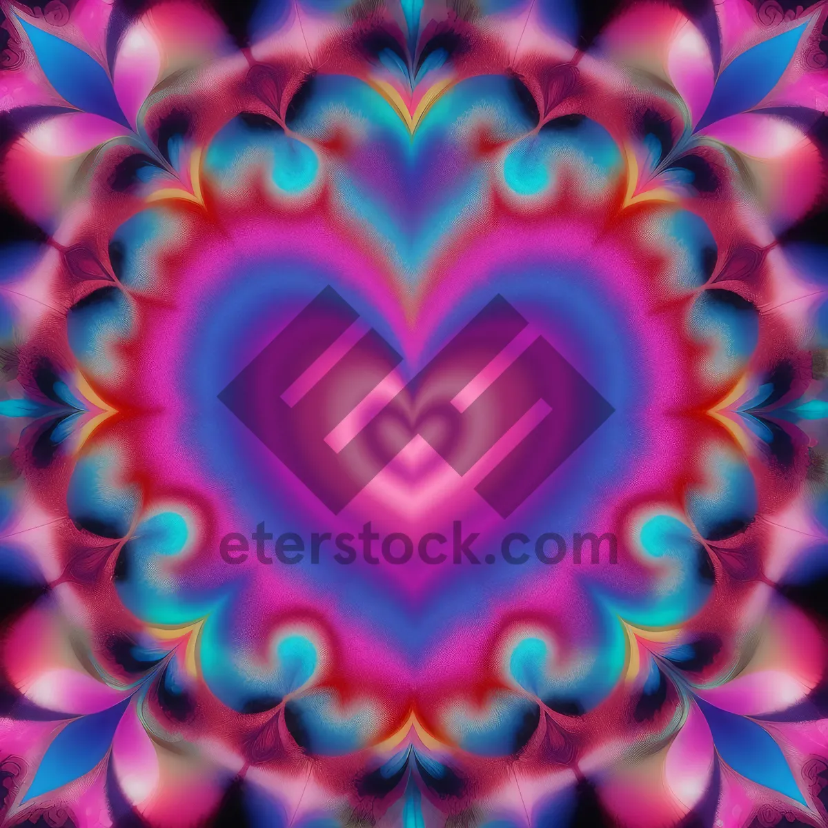 Picture of Abstract Kaleidoscope of Colorful Geometric Fractal Design