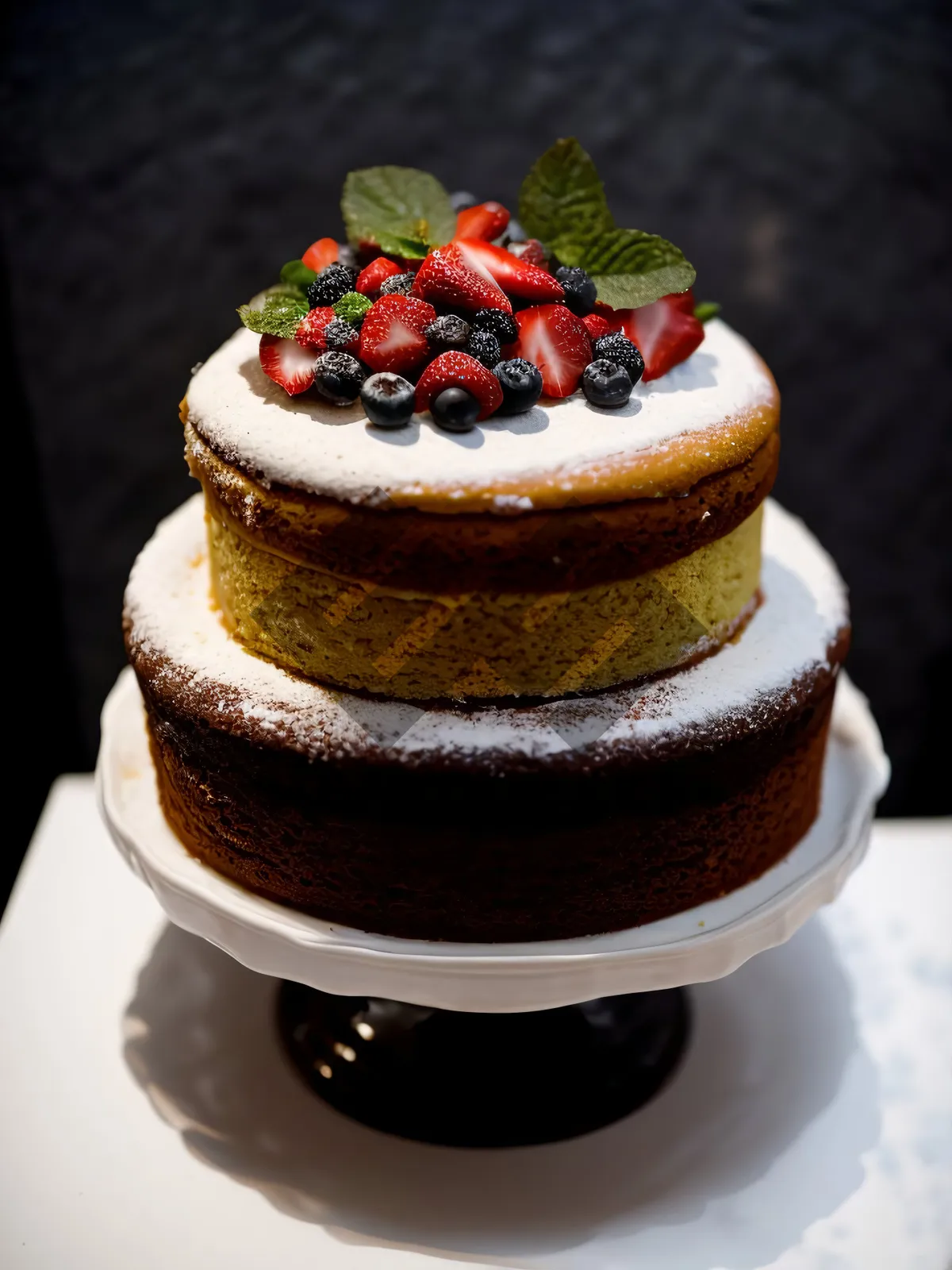 Picture of Delicious Berry Chocolate Cake with Mint Syrup