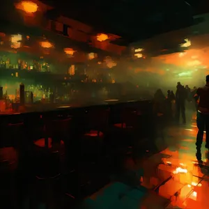 Nightclub lights at lively party spot
