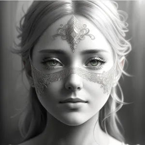 Fashionable Masked Portrait: Stylish Model with Attractive Makeup