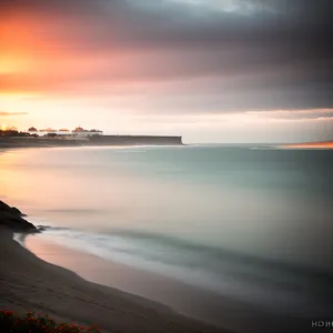 Sunset Serenity: Tranquil Beachscape at Dusk