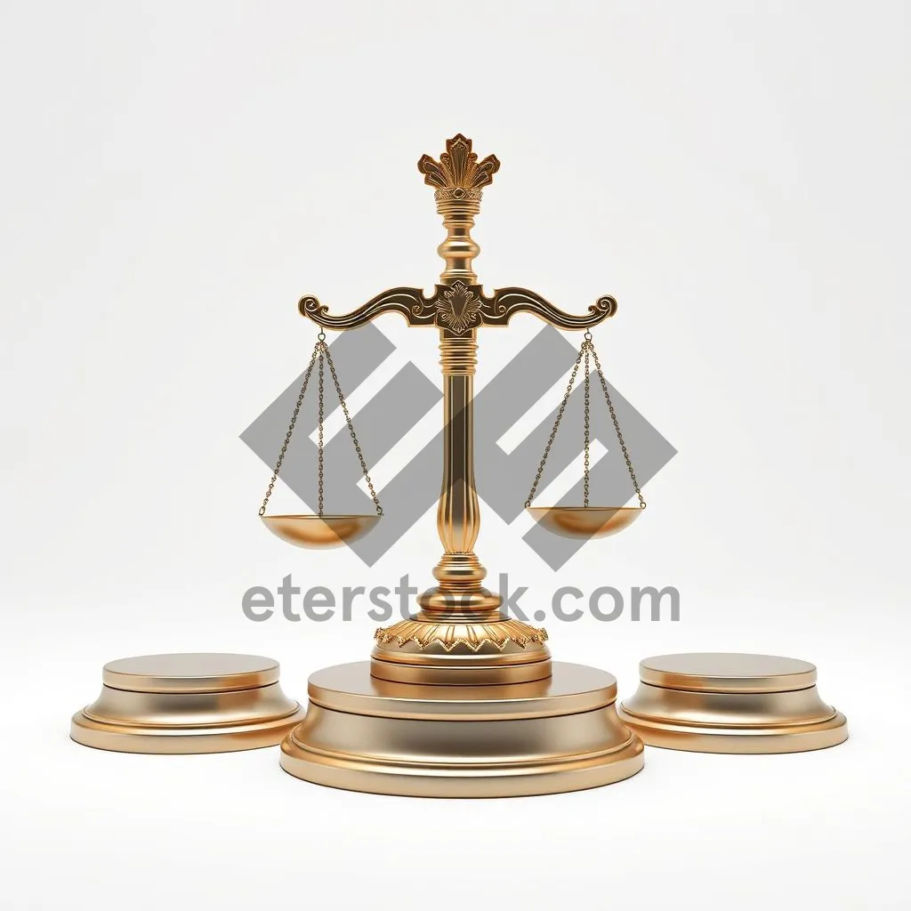 Picture of 3D golden justice scale symbol