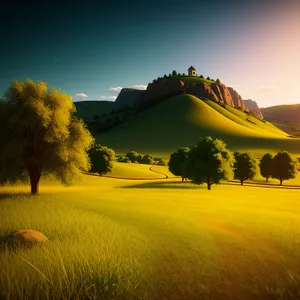 Serene Countryside Bliss: Endless Skies and Rolling Meadows